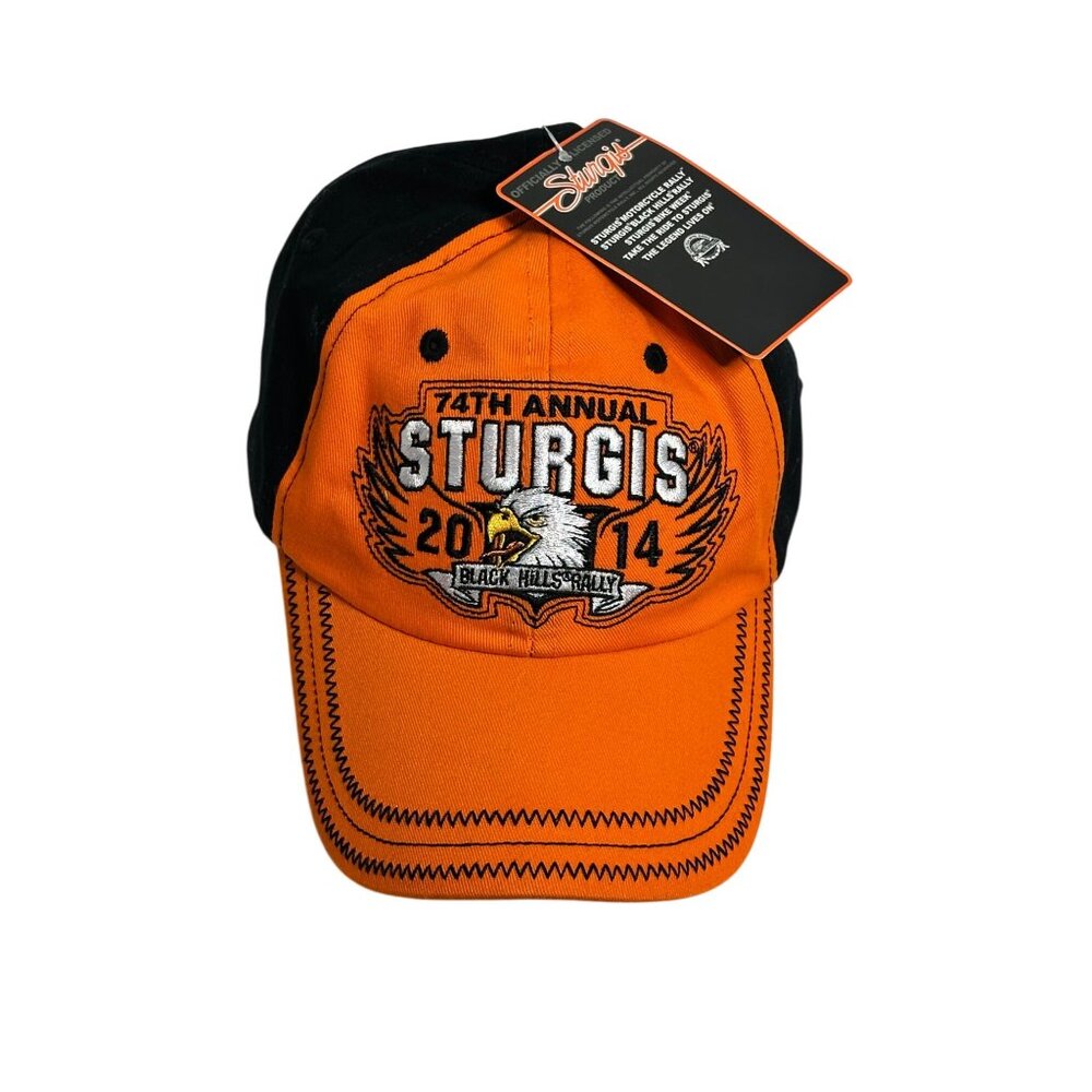 STURGIS 2014 Black Hills 74th Rally Orange Black Adjustable Cap Hat OSFM